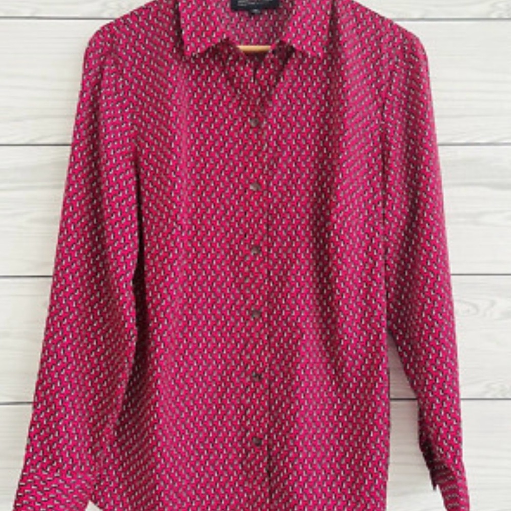 Jones New York Pink Penguin Print Shirt